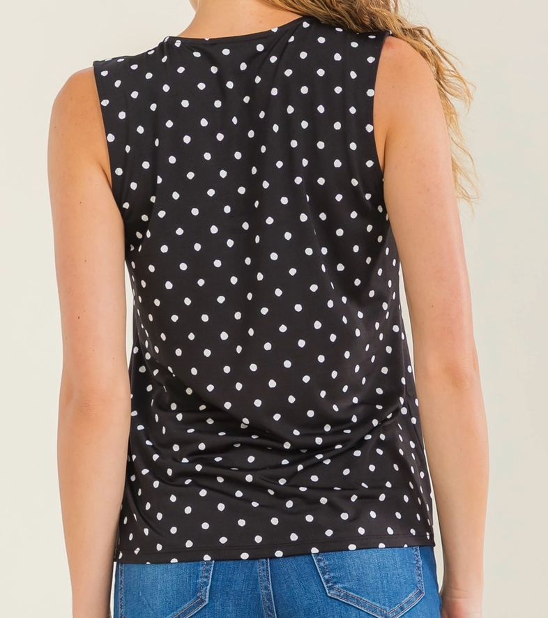 Dot Your Heart Out Lace Tank B&W