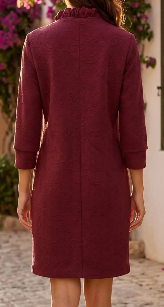 Charmed Life Jacquard Dress MERLOT