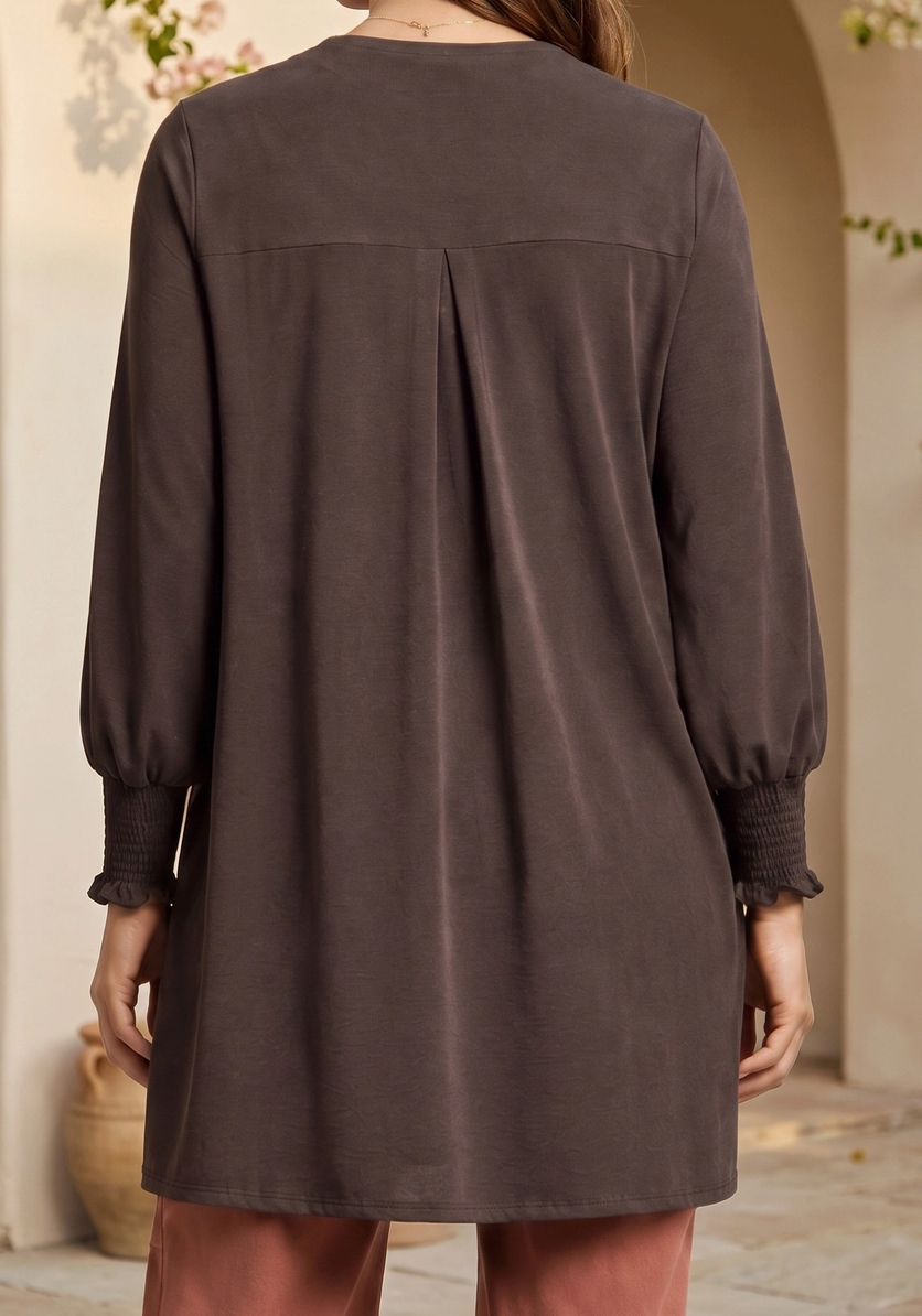 Effortless Wrinkle~Free Cardigan CHOCOLATE