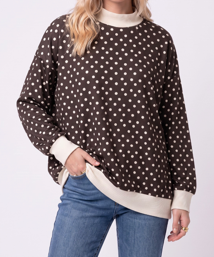 Dot Your Average Pullover BROWN
