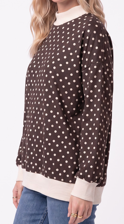 Dot Your Average Pullover BROWN