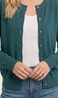 Simply Classic Crewneck Cardigan FOREST