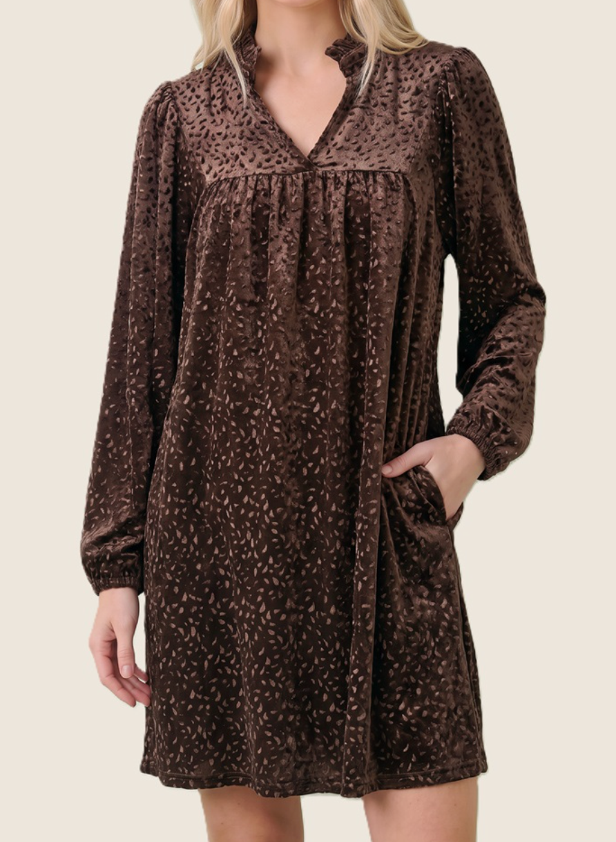 Velvet After Dark Dress TRUFFLE