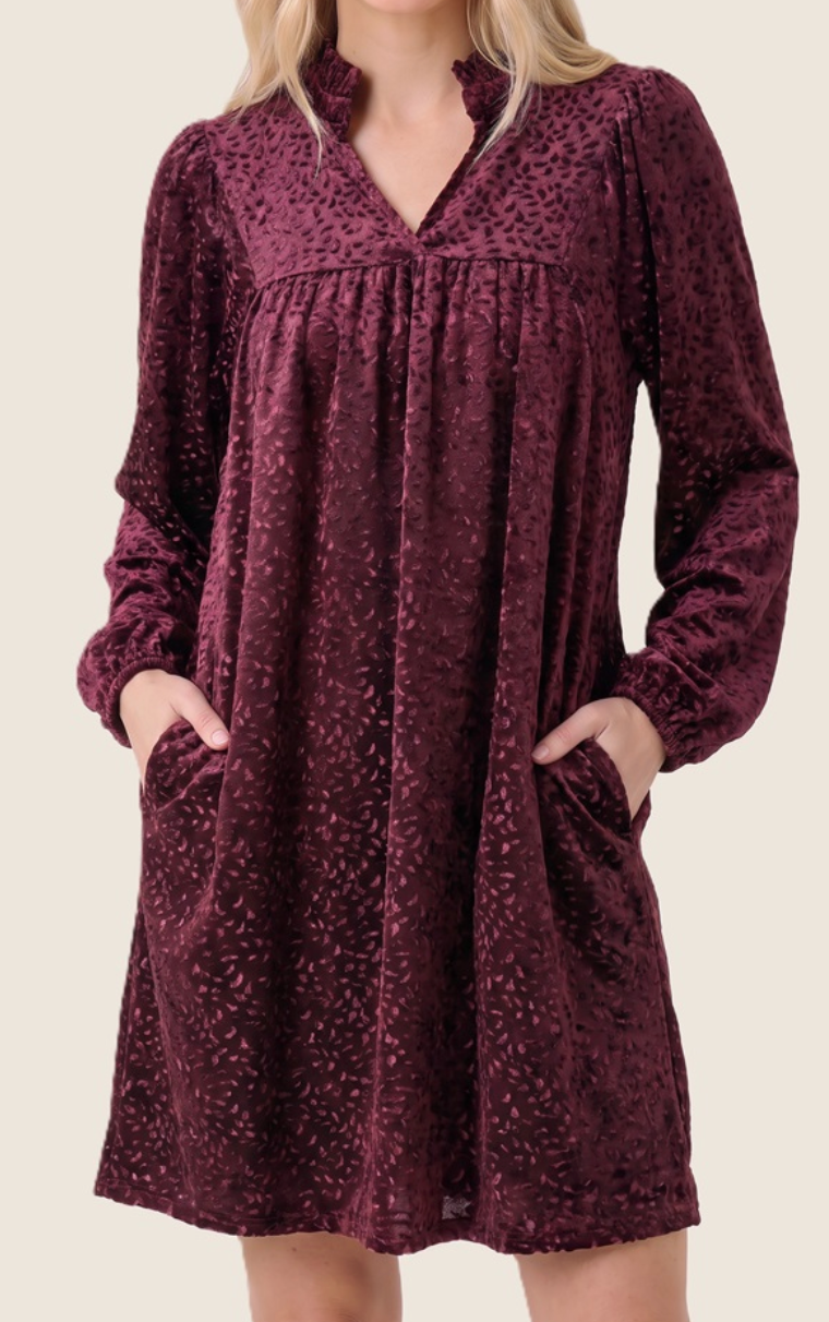 Velvet After Dark Dress WINE