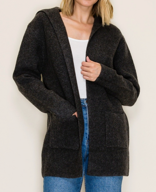 Worth The Layer Cardigan CHARCOAL