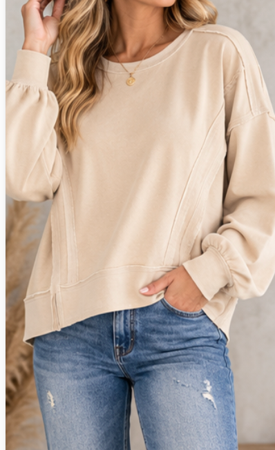 Vintage Soul Washed Pullover BEIGE