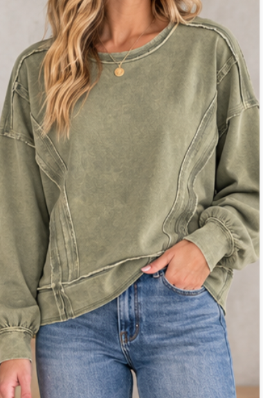 Vintage Soul Washed Pullover OLIVE