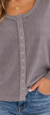 Lace & Layers Ribbed Top GRAY