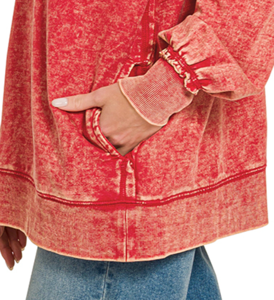 F/Terry Acid Wash Pocket RED
