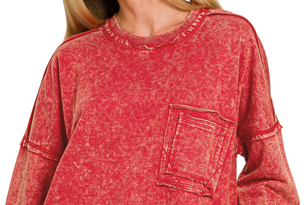 F/Terry Acid Wash Pocket RED