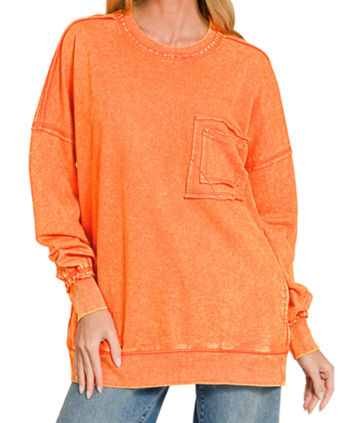 F/Terry Acid Wash Pocket ORANGE