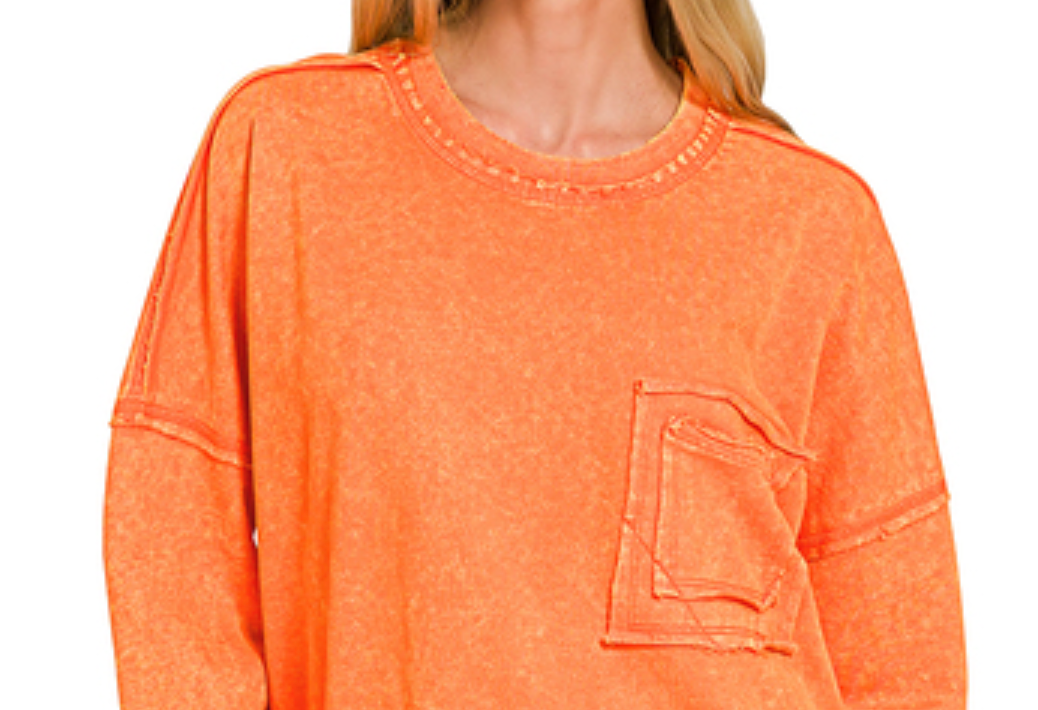 F/Terry Acid Wash Pocket ORANGE