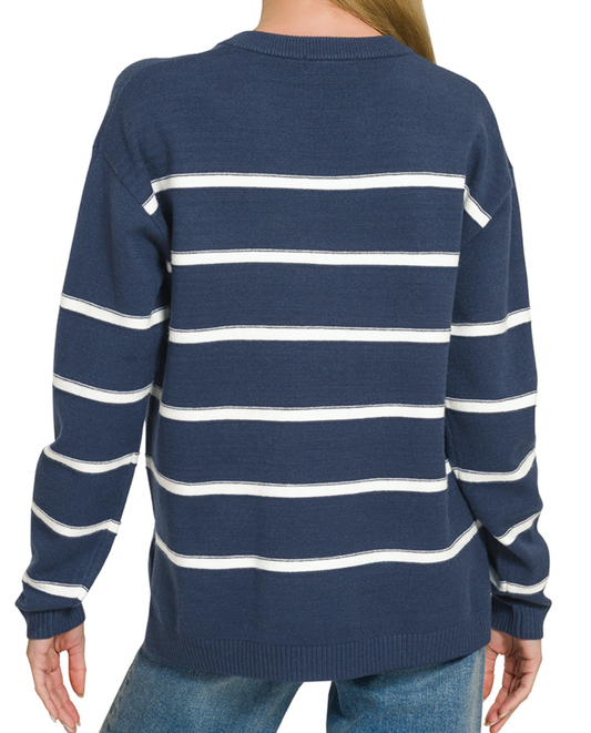 Fall in Line Striped Sweater NAVY