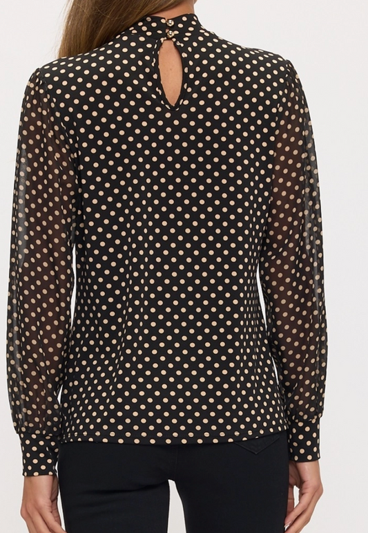 Dotted in Elegance Mock Neck B&W