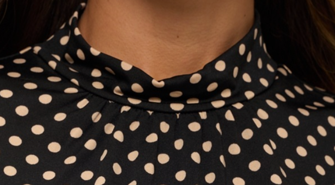 Dotted in Elegance Mock Neck B&W