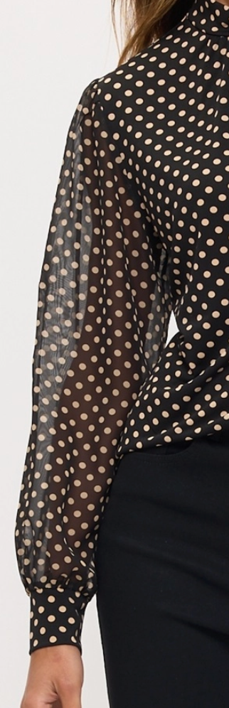 Dotted in Elegance Mock Neck B&W
