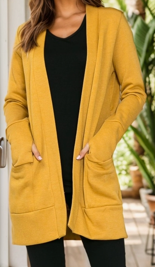 Soft Landing Midi Cardigan MUSTARD