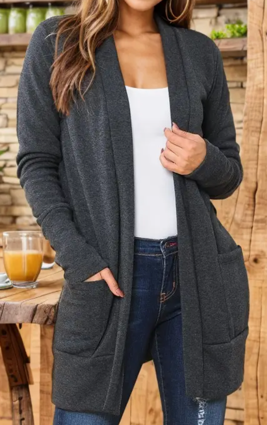 Soft Landing Midi Cardigan CHARCOAL
