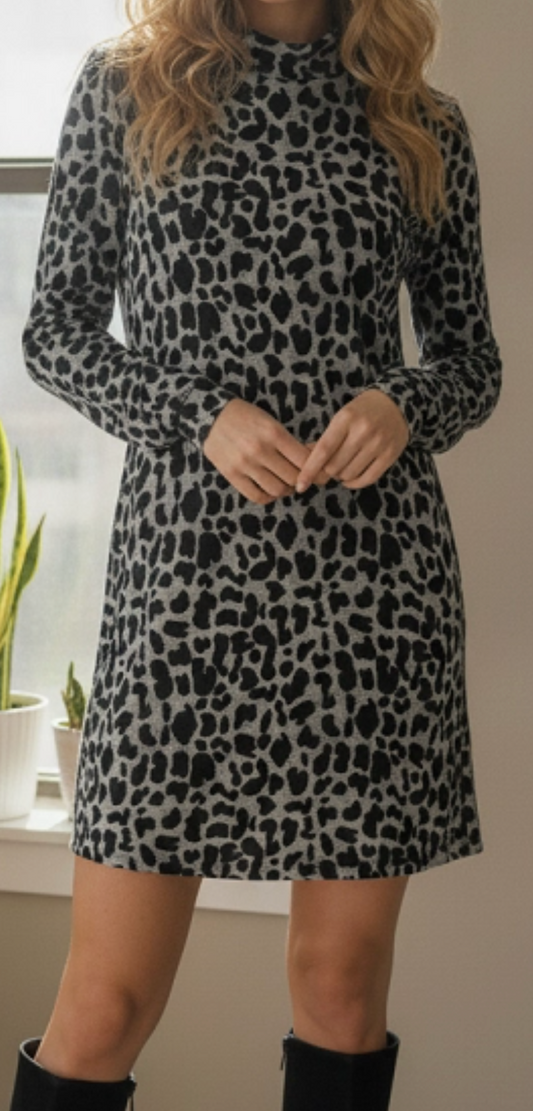 City Safari Leopard Dress BLACK