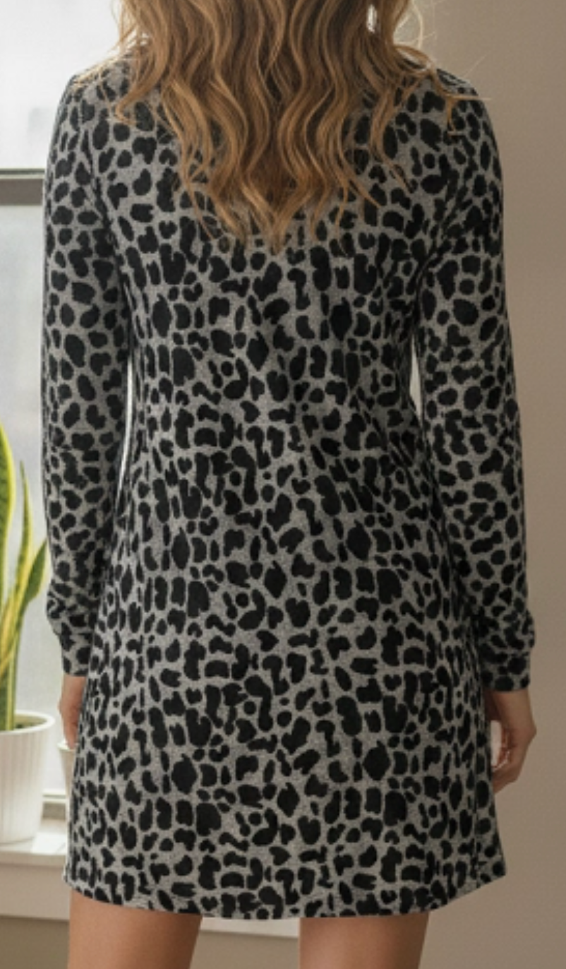 City Safari Leopard Dress BLACK
