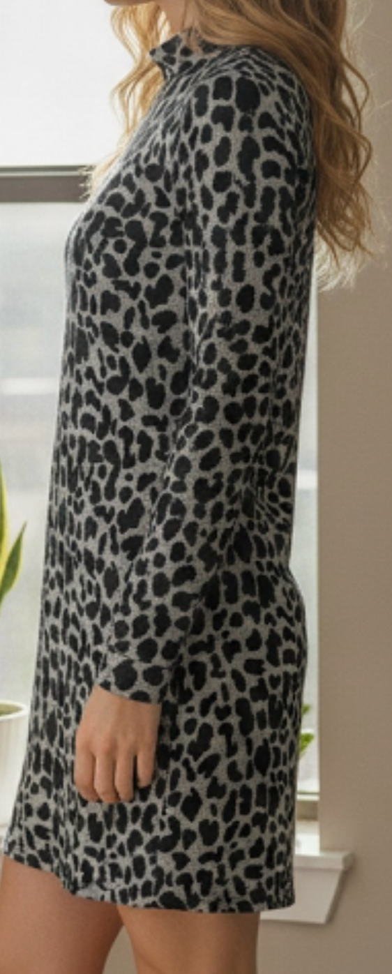 City Safari Leopard Dress BLACK