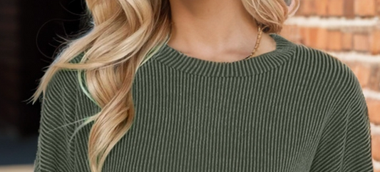 Perfectly Ribbed Cropped Pullover OLIVE