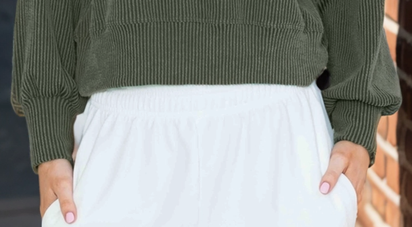 Perfectly Ribbed Cropped Pullover OLIVE