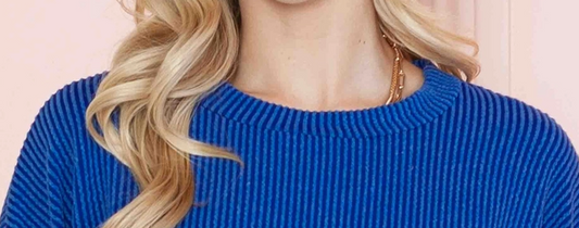Perfectly Ribbed Cropped Pullover ROYAL