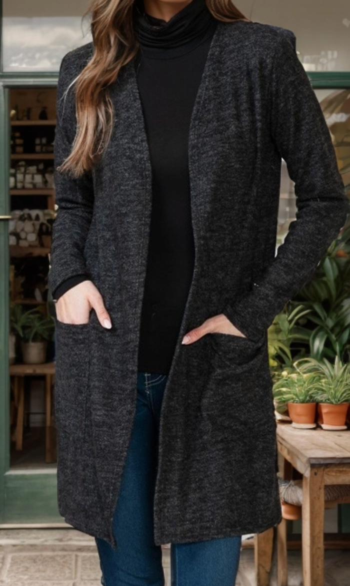Wrapped in Comfort Cardi CHARCOAL