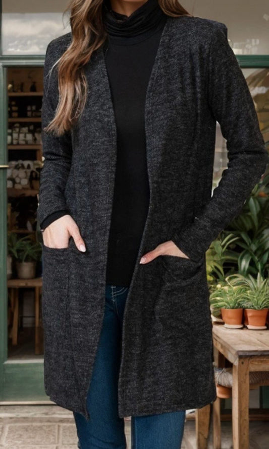 Wrapped in Comfort Cardi CHARCOAL