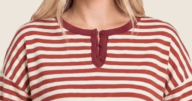 Autumn Stripe Henley RUST