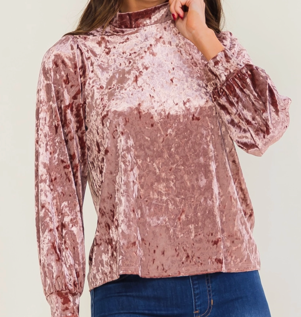 The Velvet Affair Mock Neck BLUSH