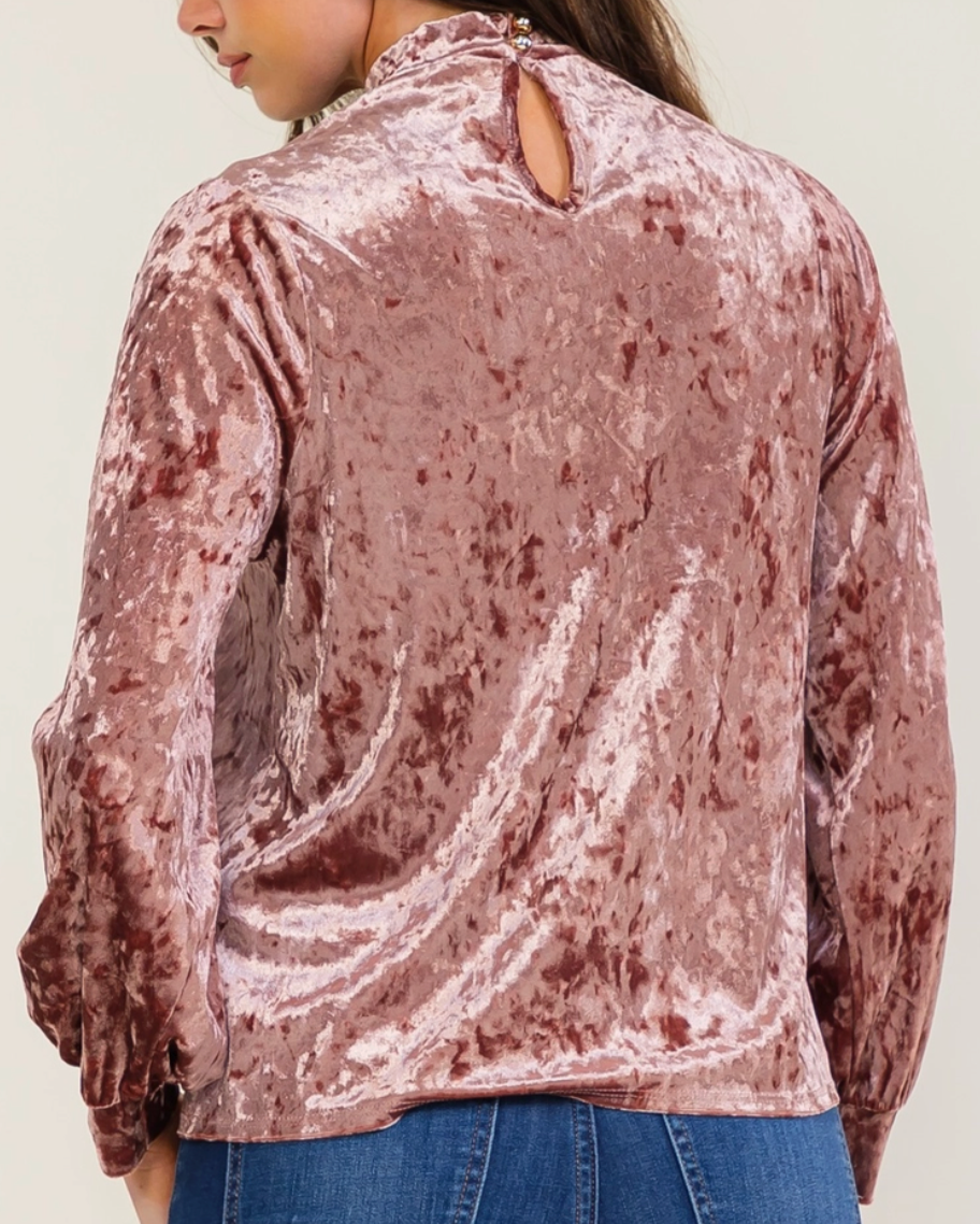 The Velvet Affair Mock Neck BLUSH