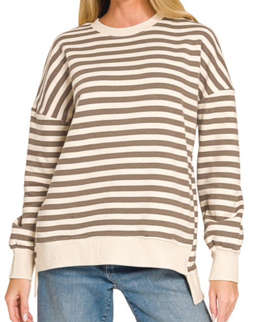 Stripe Society Luxe Sweatshirt COCOA