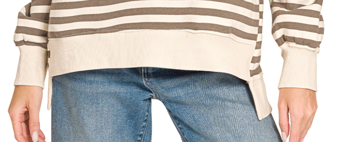 Stripe Society Luxe Sweatshirt COCOA
