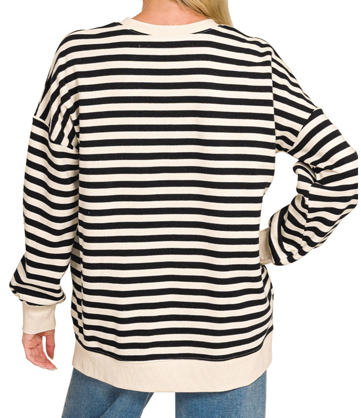 Stripe Society Luxe Sweatshirt BLACK