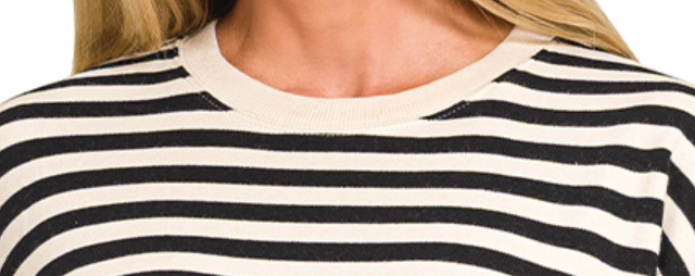 Stripe Society Luxe Sweatshirt BLACK