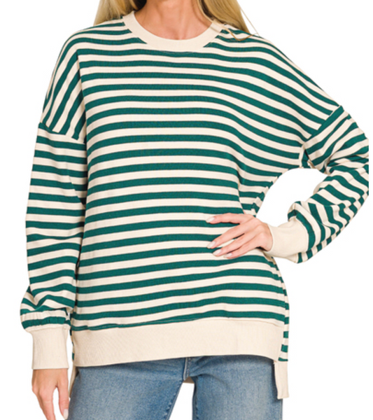 Stripe Society Luxe Sweatshirt HUNTER