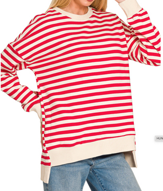Stripe Society Luxe Sweatshirt RED