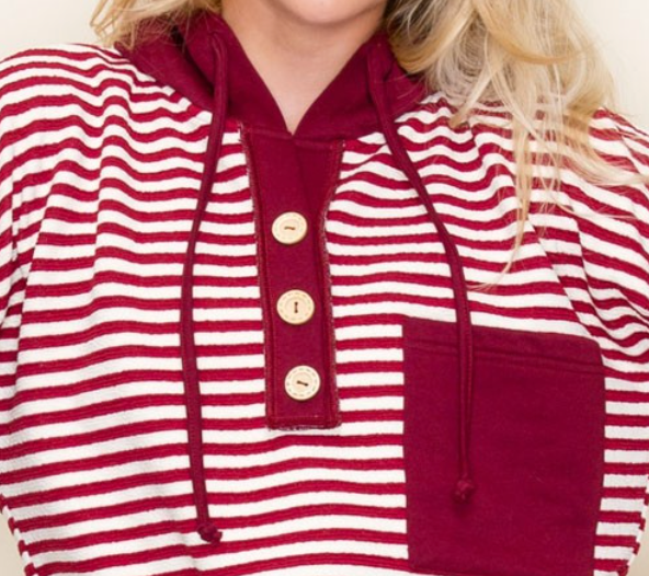 Color Block Stripe Hoodie RED