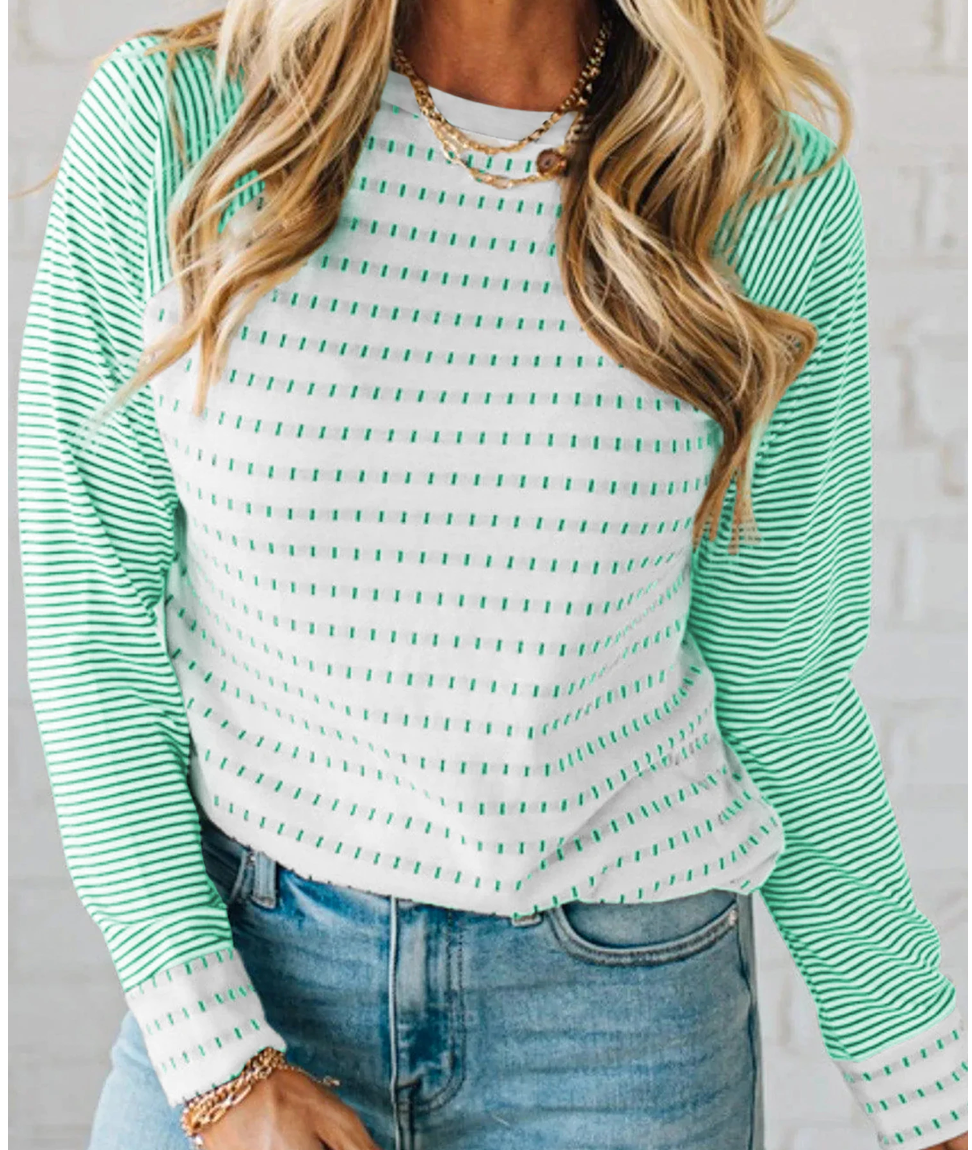 Mixed Texture Raglan Tee GREEN
