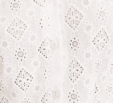 Lace Puff Sleeve Button Up WHITE