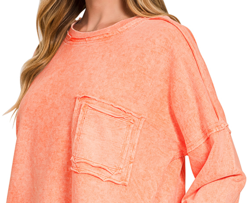 F/Terry Acid Wash Pocket ORANGE