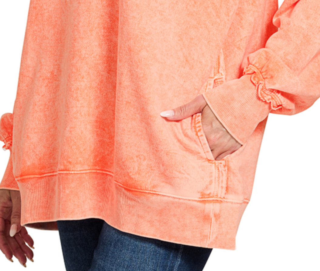 F/Terry Acid Wash Pocket ORANGE