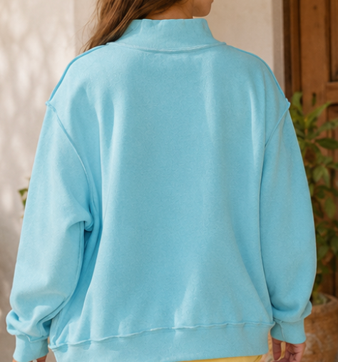 Double Trouble Reversible Pullover TEAL