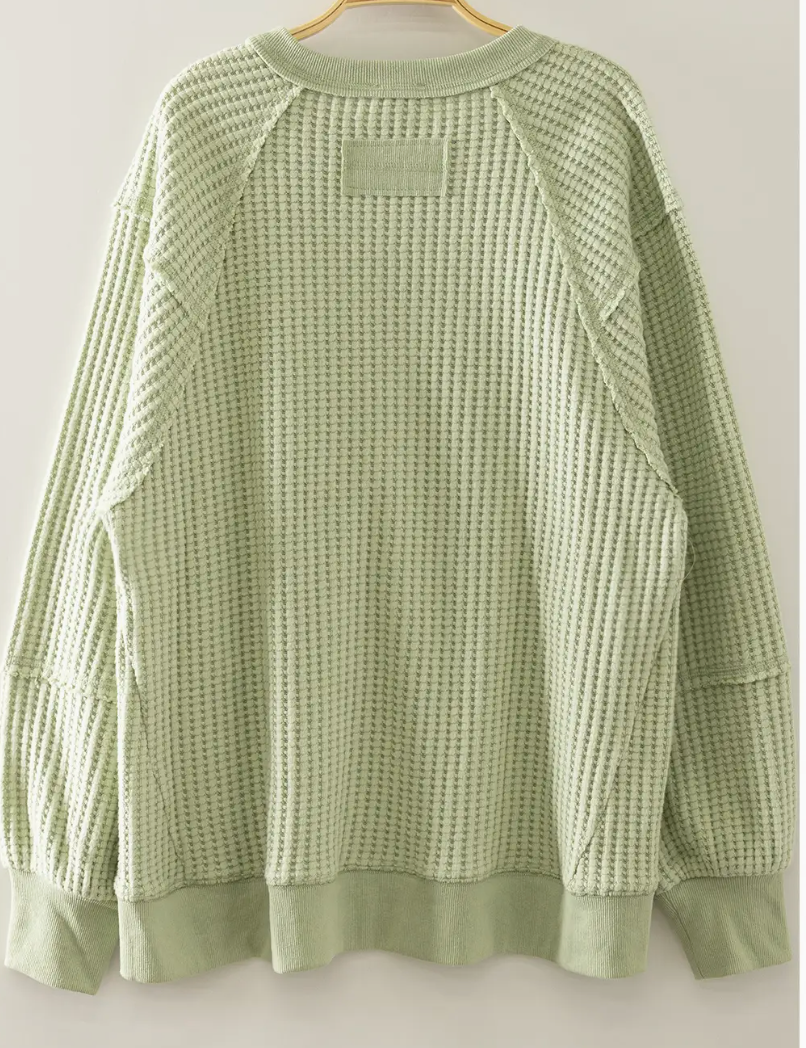 Soft Spot Waffle Knit Top SAGE