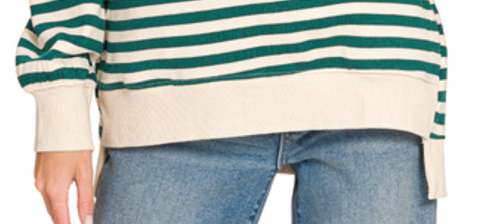 Stripe Society Luxe Sweatshirt HUNTER