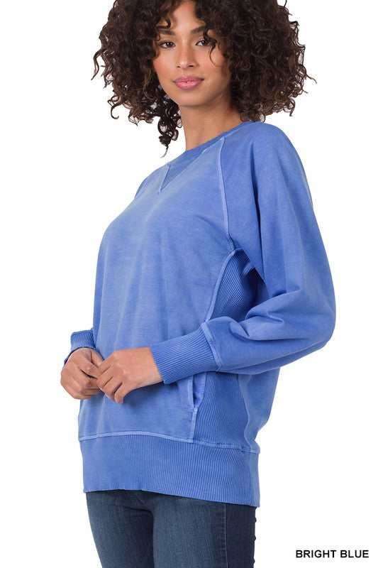French Terry Pullover With Pockets BLUE