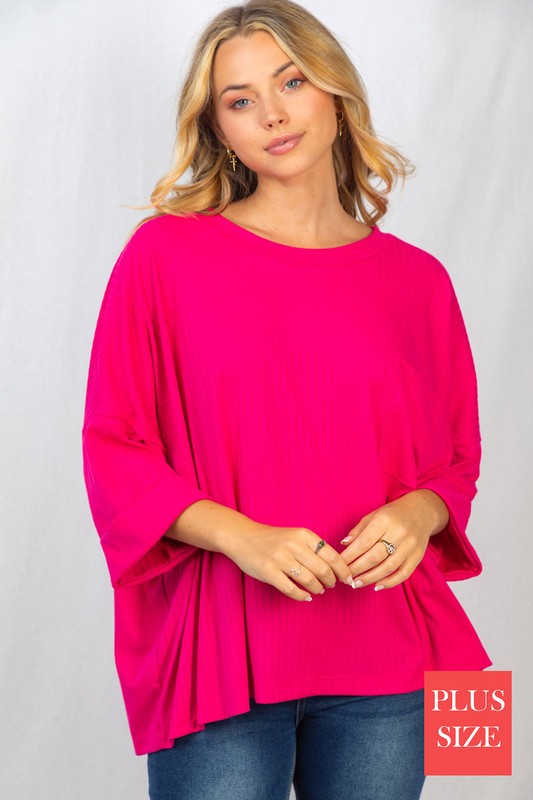 PS Solid Ribbed Knit FUCHSIA