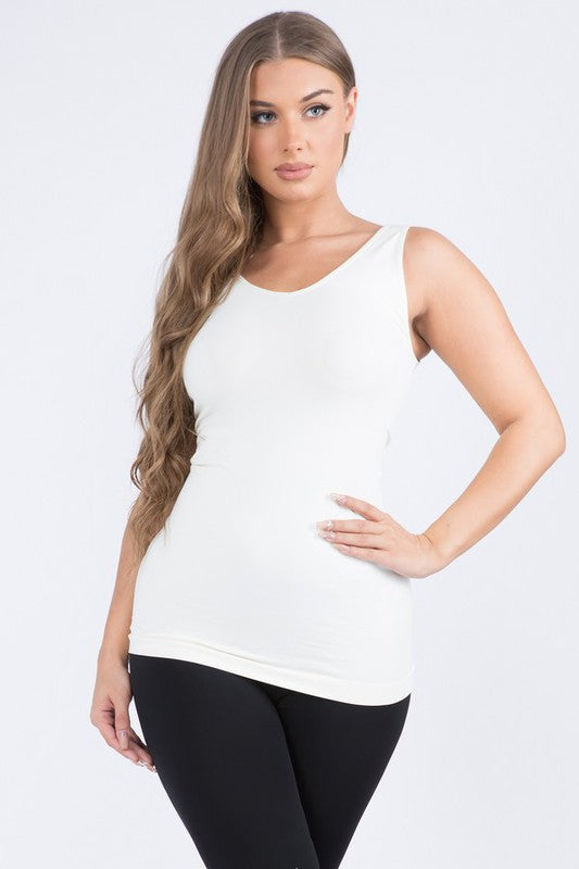 Reversible V or U Neckline Seamless Tank IVORY